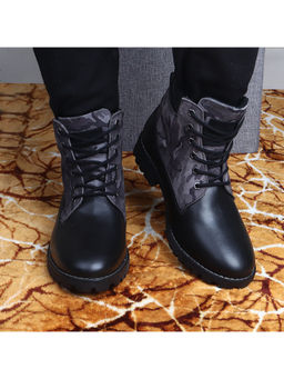 Red Chief - Black Leather Casual Boots for Men