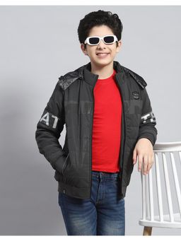Monte Carlo - Boys Charcoal Hooded Neck Jacket
