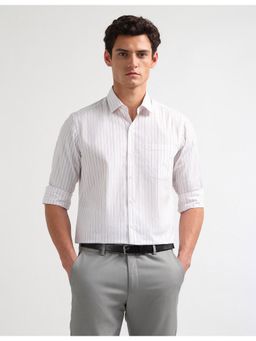 Arrow - Mens Manhattan Slim Fit Vertical Stripes Pink Formal Shirt