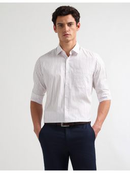 Arrow - Mens Liberty Classic Fit Vertical Stripes Pink Formal Shirt