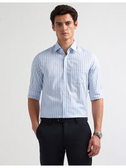 Arrow - Mens Manhattan Slim Fit Vertical Stripes Blue Formal Shirt