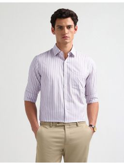 Arrow - Mens Liberty Classic Fit Vertical Stripes Purple Formal Shirt