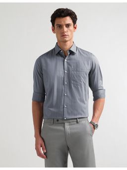 Arrow - Mens Liberty Classic Fit Vertical Stripes Grey Formal Shirt