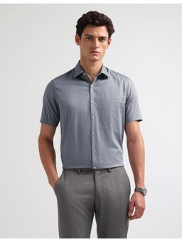 Arrow - Mens Liberty Classic Fit Vertical Stripes Grey Formal Shirt