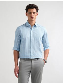 Arrow - Mens Manhattan Slim Fit Vertical Stripes Blue Formal Shirt