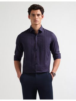 Arrow - Mens Manhattan Slim Fit Vertical Stripes Purple Formal Shirt