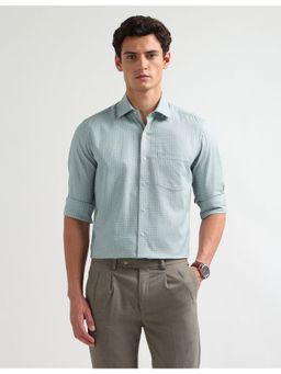 Arrow - Mens Manhattan Slim Fit Printed Green Formal Shirt