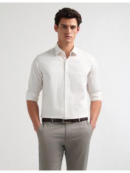 Arrow - Mens Manhattan Slim Fit Printed Beige Formal Shirt