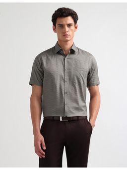 Arrow - Mens Liberty Classic Fit All Over Printed Brown Formal Shirt