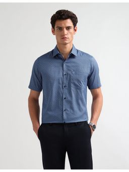 Arrow - Mens Liberty Classic Fit All Over Printed Blue Formal Shirt