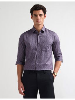 Arrow - Mens Manhattan Slim Fit All Over Printed Purple Formal Shirt