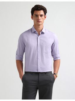Arrow - Mens Manhattan Slim Fit Textured Purple Formal Shirt