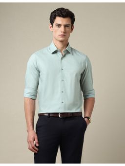 Arrow - Mens Pure Cotton Jacquard 1851 Green Formal Shirt