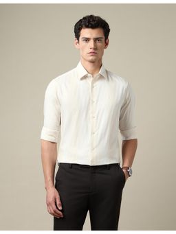 Arrow - Mens Tailored Fit Dobby 1851 Beige Formal Shirt