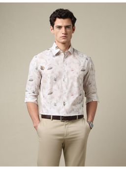 Arrow - Mens Tailored Fit Dobby 1851 Beige Formal Shirt