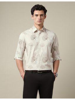 Arrow - Mens Tailored Fit Dobby 1851 Beige Formal Shirt