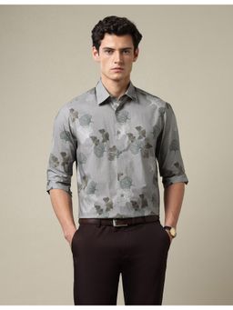 Arrow - Mens Tailored Fit Dobby 1851 Grey Formal Shirt