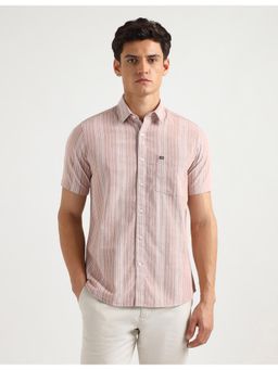 Arrow Sports - Mens Vertical Stripes Original Pink Casual Shirt