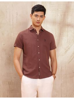 U.S. Polo Assn. Denim Co. - Mens Solid Slim Fit Brown Casual Shirt