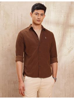 U.S. Polo Assn. Denim Co. - Mens Pure Cotton Slim Fit Orange Casual Shirt