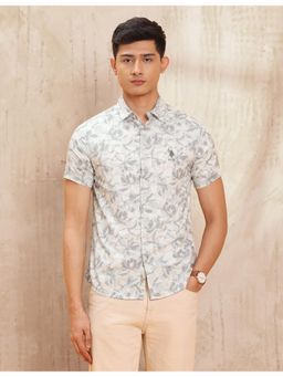 U.S. Polo Assn. Denim Co. - Mens Floral Printed Slim Fit Grey Casual Shirt