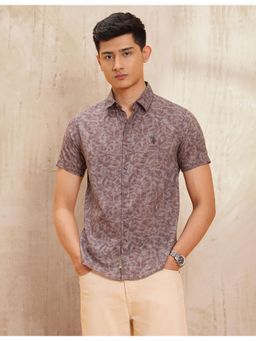 U.S. Polo Assn. Denim Co. - Mens All Over Printed Slim Fit Brown Casual Shirt