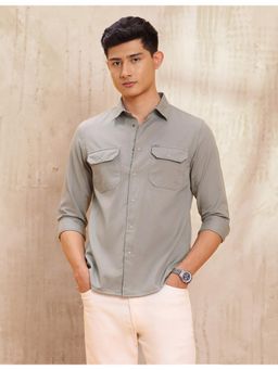 U.S. Polo Assn. Denim Co. - Mens Solid Pure Cotton Grey Casual Shirt