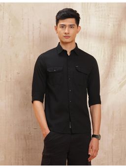 U.S. Polo Assn. Denim Co. - Mens Solid Pure Cotton Black Casual Shirt