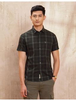 U.S. Polo Assn. Denim Co. - Mens Grid Tattersall Checks Pure Cotton Green Casual Shirt