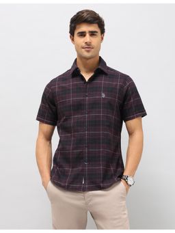 U.S. POLO ASSN. - Mens Plaid Checks Dobby Red Casual Shirt