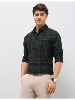 U.S. POLO ASSN. - Mens Plaid Checks Tailored Fit Green Casual Shirt