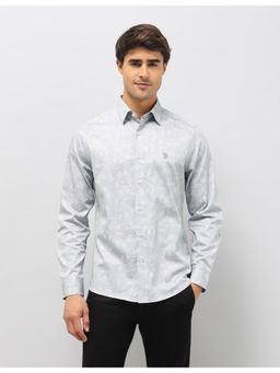 U.S. POLO ASSN. - Mens All Over Printed Pure Cotton Grey Casual Shirt