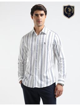 U.S. POLO ASSN. - Mens Vertical Stripes Pure Cotton Navy Blue Casual Shirt