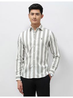 U.S. POLO ASSN. - Mens Vertical Stripes Pure Cotton Green Casual Shirt