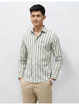 U.S. POLO ASSN. - Mens Vertical Stripes Pure Cotton Green Casual Shirt