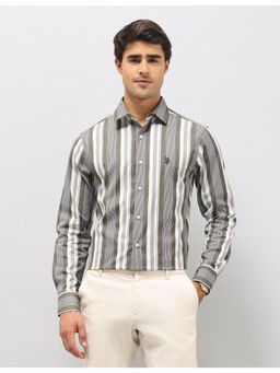 U.S. POLO ASSN. - Mens Vertical Stripes Pure Cotton Green Casual Shirt