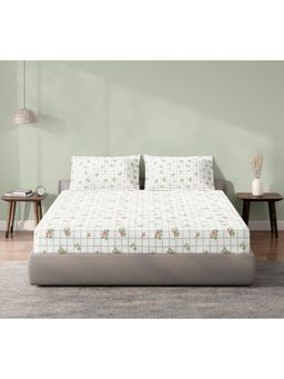 SPACES - Aeris Floral White Bedsheet with 2 Pillow Covers