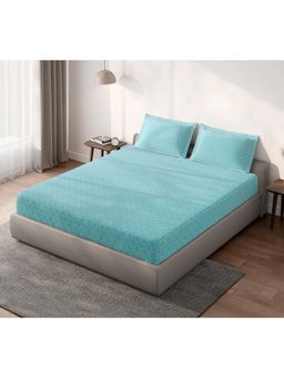 SPACES - Aeris Abstract Aqua Bedsheet with 2 Pillow Covers
