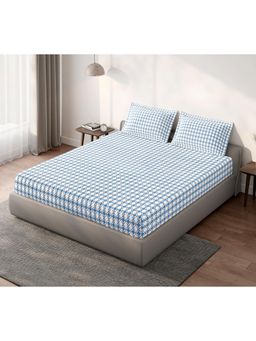 SPACES - Aeris Abstract Blue Bedsheet with 2 Pillow Covers