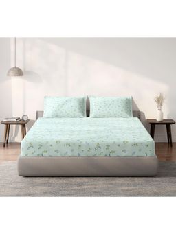 SPACES - Aeris Floral Blue Bedsheet with 2 Pillow Covers