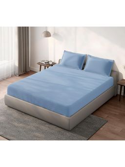 SPACES - Aeris Abstract Teal Bedsheet with 2 Pillow Covers