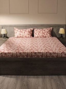 House of Owlet - Brown Abstract 400TC Super King Bedsheet with 2 Pillow Covers
