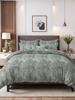 the White Moss - Riverstone Grey 250TC Spindle King Bedsheet With 2 Pillow Covers