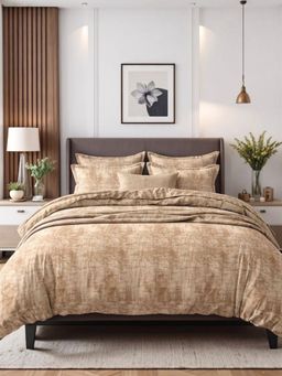 the White Moss - Dusty Brown 250TC Spindle King Bedsheet With 2 Pillow Covers