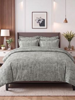 the White Moss - Grey 250TC Spindle King Bedsheet With 2 Pillow Covers