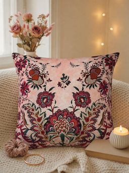 Zeba World - Floral Pink Cushion Cover (18 x 18 Inches)