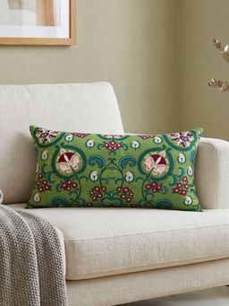 Zeba World - Floral Green Cushion Cover (12 x 22 Inches)