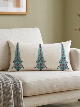 Zeba World - Ethnic White Cushion Cover (12 x 22 Inches)