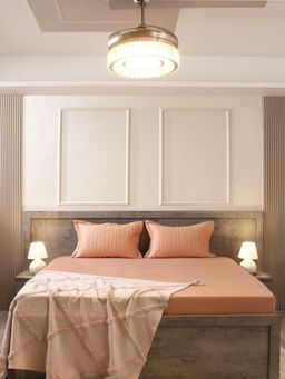 House of Owlet - Peach Solid 400TC Super King Bedsheet with 2 Pillow Covers