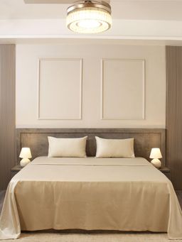 House of Owlet - Beige Solid 400TC Super King Bedsheet with 2 Pillow Covers